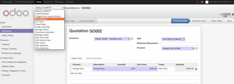 Set default value for a field in Odoo interface